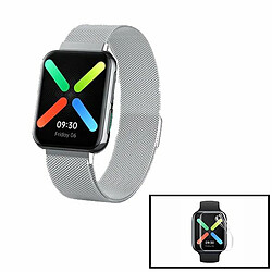 PHONECARE Kit Bracelet Milanese Loop Fermeture Magnétique + Gel d'écran de Film protecteur Full Coque pour OPPO Watch 41mm - Gris