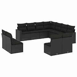 Maison Chic Salon de jardin 11 pcs avec coussins | Ensemble de Table et chaises | Mobilier d'Extérieur noir résine tressée -GKD78649