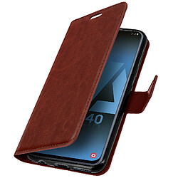 Avizar Housse Galaxy A40 Étui Portefeuille Rangements Cartes Fonction Support marron