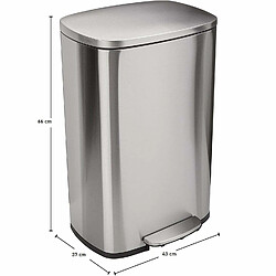 Kitchen Move Poubelle de cuisine à pédale ADMIRAL Argent Acier inoxydable 50 L pas cher