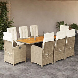 vidaXL Ensemble à manger de jardin et coussins 9 pcs mélange beige