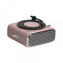 General Haut-parleur Bluetooth rétro, haut-parleur Bluetooth de style classique à l'ancienne, haut-parleur vinyle d'enregistrement rétro, carte TF, entrée AUX, clé USB pour la maison, l'extérieur, les voyages, les fêtes, les cadeaux (rose) 