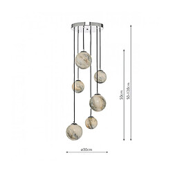 Acheter Luminaire Center Suspension Mikara Chrome poli,verre à effet de marbre 6 ampoules 50cm