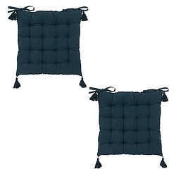 Atmosphera, Createur D'Interieur Lot de 2 galettes de chaise rectangulaires Tampa - 38 x 38 cm - Bleu nuit