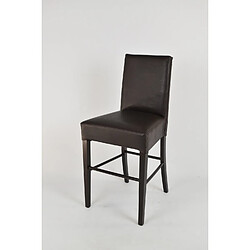 t m c s Tommychairs - Tabouret bas LUISA pour cuisine, bar et salle à manger, robuste structure en bois de hêtre peindré en couleur wengé, assise et dossier rembourrés et revêtus en cuir artificiel couleur brun