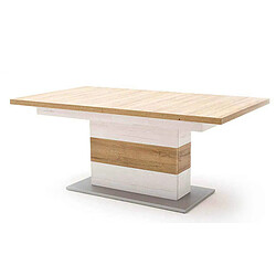 Pegane Table à manger extensible en pin coloris blanc / chêne - L.180-280 x H.77 x P.100 cm