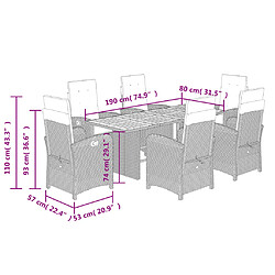 vidaXL Ensemble à manger de jardin coussins 7 pcs mélange beige rotin pas cher