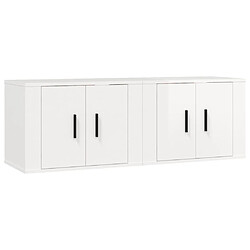 Maison Chic Lot de 2 Meubles TV muraux Banc TV suspendus pour salon blanc brillant 57x34,5x40 cm -MN61104