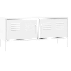 Maison Chic Meuble TV scandinave - Banc TV pour salon Blanc 105x35x50 cm Acier -MN28460