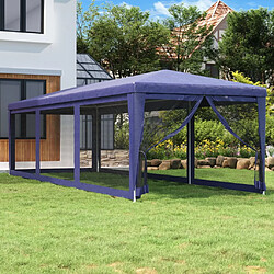 vidaXL Tente de fête avec 8 parois latérales en maille Bleu 3x9 m PEHD