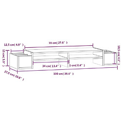 vidaXL Support de moniteur Blanc 100x27,5x15 cm Bois de pin solide pas cher