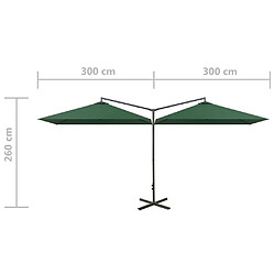 vidaXL Parasol de jardin double avec mât en acier Vert 600x300 cm pas cher