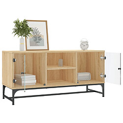 Avis vidaXL Meuble TV avec portes en verre chêne sonoma 102x37x50 cm