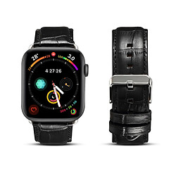 Wewoo Pour Apple Watch Series 5 & 4 40 mm / 3 & 2 & 1 38 mm cuir de vachette Crocodile Texture Strap Bracelet de montre noir