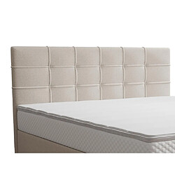 Avis Vente-Unique Ensemble complet boxspring tête de lit capitonnée + sommier + matelas + surmatelas - 160 x 200 cm - Tissu - Beige - INAO de YSMÉE