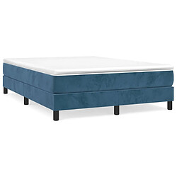 Maison Chic Lit Adulte - Lit simple Lit à sommier tapissier et matelas moelleux - Meuble de Chambre - Bleu foncé 140x200cm Velours -MN37923