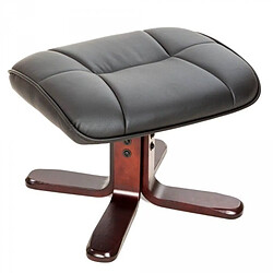 Helloshop26 Fauteuil de relaxation lounge détente TV avec tabouret noir pied marron 08_0000484 pas cher