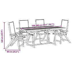 vidaXL Ensemble à manger de jardin 5pcs bois d'acacia solide textilène pas cher