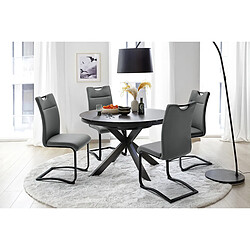 Pegane Table à manger, table de repas ronde extensible coloris anthracite, pieds métal laqué mat - Diamètre 120-160 x Hauteur76 cm pas cher