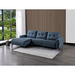 Vente-Unique Canapé d'angle gauche relax électrique en tissu texturé bleu NERUDA