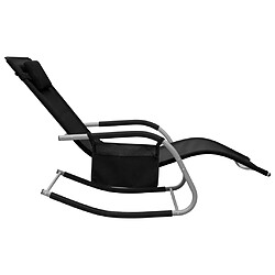 Helloshop26 Transat chaise longue bain de soleil lit de jardin terrasse meuble d'extérieur textilène noir et gris 02_0012938