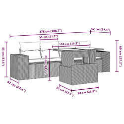 Acheter vidaXL Salon de jardin 5 pcs avec coussins gris résine tressée