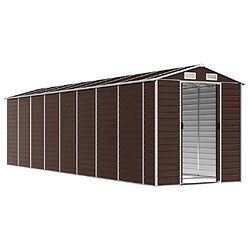 Helloshop26 Abri de jardin cabane cabanon maison de stockage remise extérieur hangar outils robuste 191 x 725 x 198 cm acier galvanisé marron 02_0022275