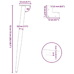 vidaXL Pieds de table basse forme conique 4 pcs blanc 72-73 cm acier pas cher