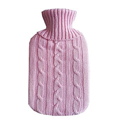 Wewoo Bouillotte Bouteille d'eau chaude couverture de tricot de couleur unie sans sac de velours de rempli rose