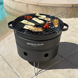 Beyond Blue Mini Barbecue au Charbon de bois portable - Noir - Design pot de fleur pas cher