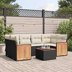 Maison Chic Salon de jardin 7 pcs avec coussins | Ensemble de Table et chaises | Mobilier d'Extérieur noir résine tressée -GKD99107