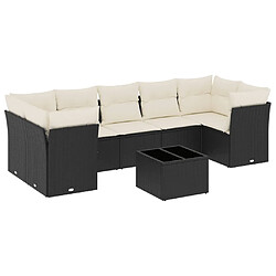 vidaXL Salon de jardin 8 pcs avec coussins noir résine tressée