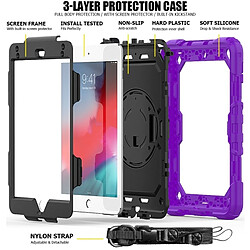 Wewoo Coque Renforcée Gel de silice coloré antichoc + Etui de protection pour iPad Mini 2019 / Mini 4 avec support et bandoulière et dragonne et fente stylo Violet