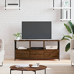 Maison Chic Meuble TV scandinave - Banc TV pour salon chêne marron 102x33x45 cm bois d'ingénierie et fer -MN63823