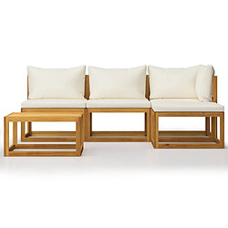 Avis Maison Chic Salon de jardin 5 pcs - Table et chaises d'extérieur - Mobilier/Meubles de jardin Moderne avec coussin Crème Bois d'acacia solide -MN48038