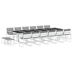 vidaXL Ensemble à manger de jardin avec coussins 17pcs blanc textilène