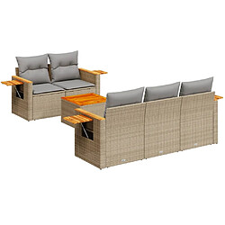 Maison Chic Salon de jardin avec coussins 6 pcs | Ensemble de Table et chaises | Mobilier d'Extérieur beige résine tressée -GKD25283