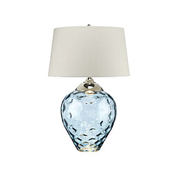 Elstead Lighting Lampe de table Samara Verre transparent,acier,fausse soie, Verre teinté bleu