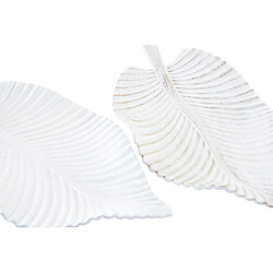 Centre de Table DKD Home Decor MDF Blanc Tropical Feuille d'une plante (35 x 20 x 5 cm) (3 Unités)