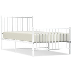 vidaXL Cadre de lit métal sans matelas avec pied de lit blanc 90x190cm