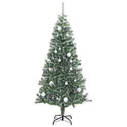 Avis vidaXL Sapin de Noël artificiel 300 LED&amp;boules&amp;neige floquée 180 cm