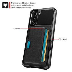 Coque en TPU + PU antichoc avec béquille noir pour votre Samsung Galaxy S22 5G