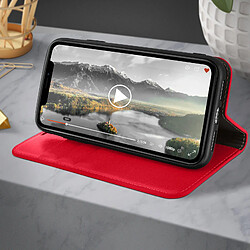 Avizar Étui iPhone 11 Folio Cuir Véritable Porte cartes Support Vidéo rouge pas cher