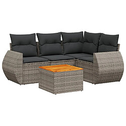 Maison Chic Salon de jardin 5 pcs avec coussins | Ensemble de Table et chaises | Mobilier d'Extérieur gris résine tressée -GKD67688