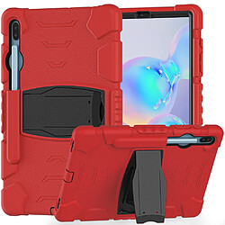 Coque en TPU + Silicone Résistant aux impacts souple avec béquille rouge/noir pour votre Samsung Galaxy Tab S6 SM-T860 (Wi-Fi)/SM-T865 (LTE)/SM-T867