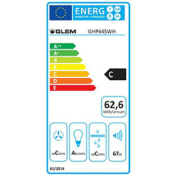 Hotte décorative murale 60cm 500m3/h blanc - ghp645wh - GLEM