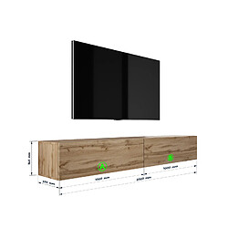 3XELIVING Meuble TV suspendu, D: l : 2 x 100 cm, H : 34 cm, P : 32 cm CHÊNE WOTAN pas cher