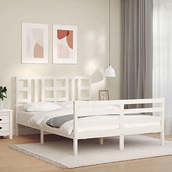 Avis Maison Chic Cadre/structure de lit avec tête de lit pour adulte - Lit Moderne Chambre blanc double bois massif -MN57340