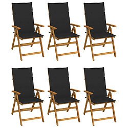 vidaXL Chaises pliables de jardin lot de 6 avec coussins Bois d'acacia