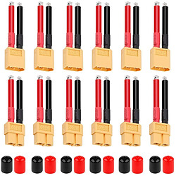 6 Paires de Câbles XT60 Connecteur Femelle et Mâle Fiche 12AWG Fil de Silicone avec Capuchon de Protection pour Drone RC Lipo